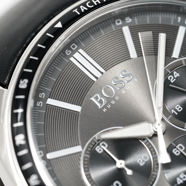 Hugo Boss Men's Watch Chronograph Black Driver Leather