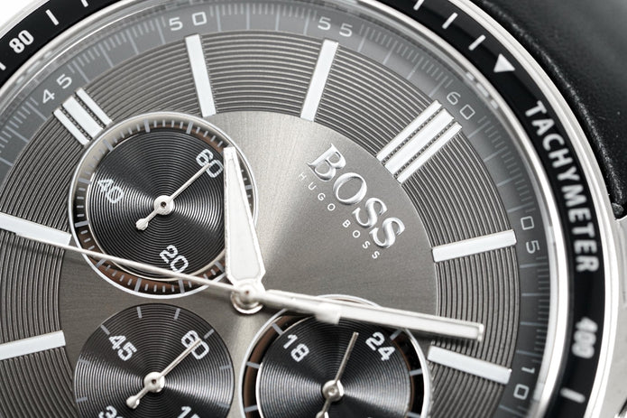 Hugo Boss Men's Watch Chronograph Black Driver Leather