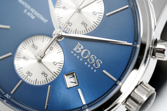 Hugo Boss Men's Watch Chronograph Blue Jet Leather