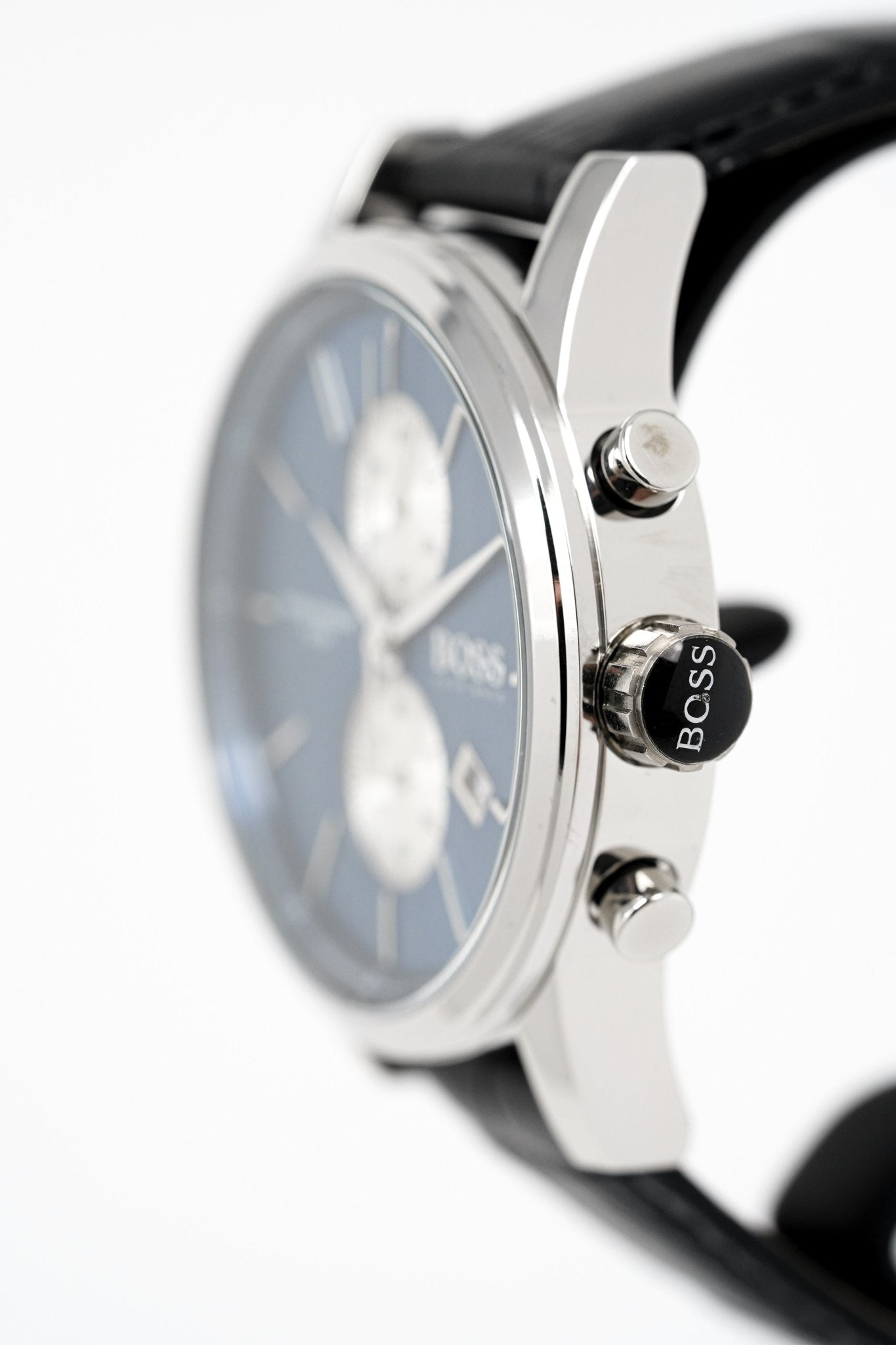 Hugo Boss Men's Watch Chronograph Blue Jet Leather