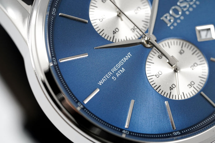 Hugo Boss Men's Watch Chronograph Blue Jet Leather