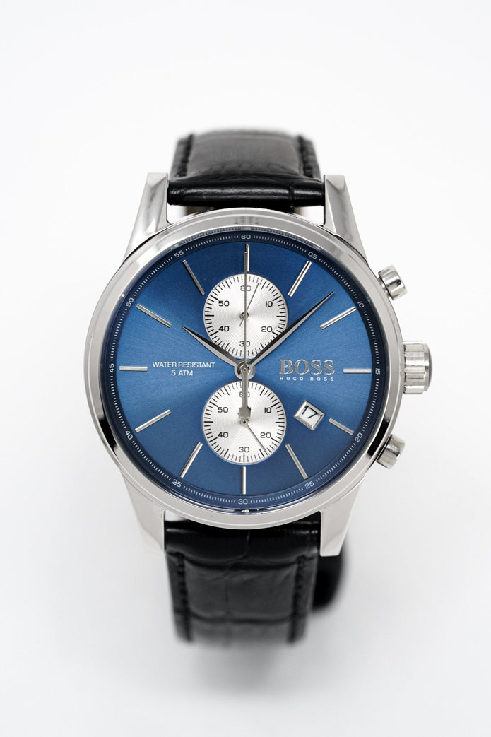 Hugo Boss Men's Watch Chronograph Blue Jet Leather