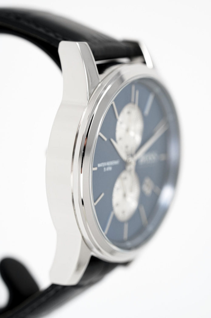 Hugo Boss Men's Watch Chronograph Blue Jet Leather