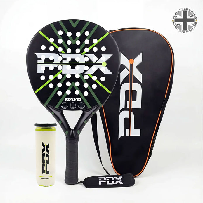 Padel Racket PDX Rayo Beginner + Cover and Set of 3 Balls