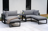 Santorini Grey 4 Seater Modular Aluminium Lounge Set with Side Cushions