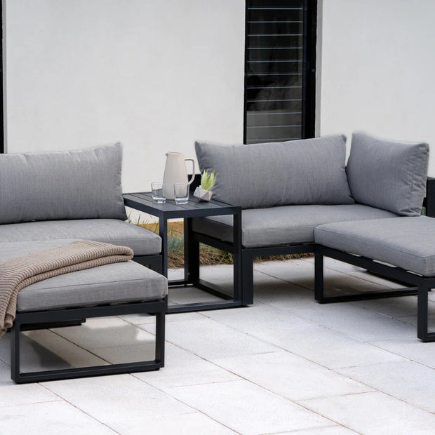 Santorini Grey 4 Seater Modular Aluminium Lounge Set with Side Cushions