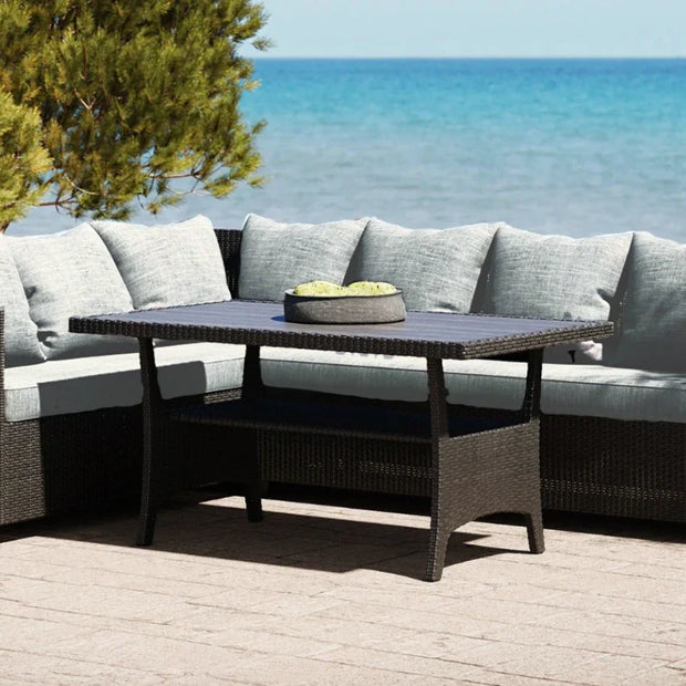 Stockholm 6 Seater Black Rattan Corner Garden Dining and Lounge Set