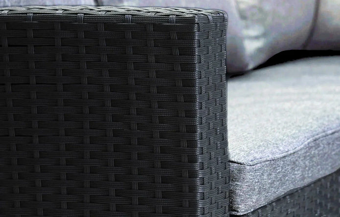 Stockholm 6 Seater Black Rattan Corner Garden Dining and Lounge Set